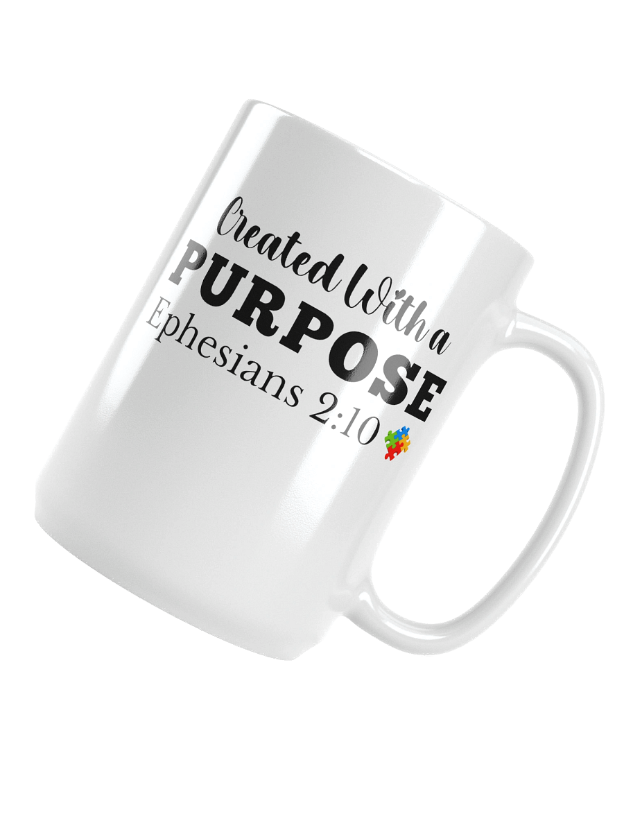 Created With A Purpose : White Ceramic Mug | Christian Faith | Autism Acceptance I Gift To Mom, Dad, Child With Autism product image (5)