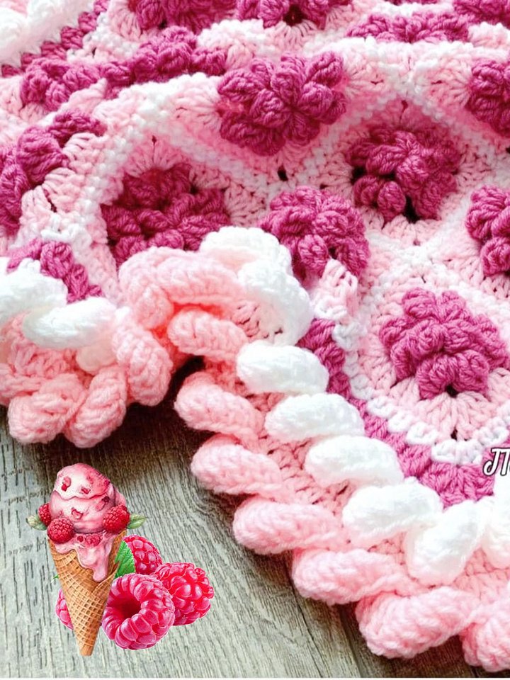 Raspberry Fruit Granny Squares Baby Blanket Crochet Pattern PDF Instant Download product image (2)