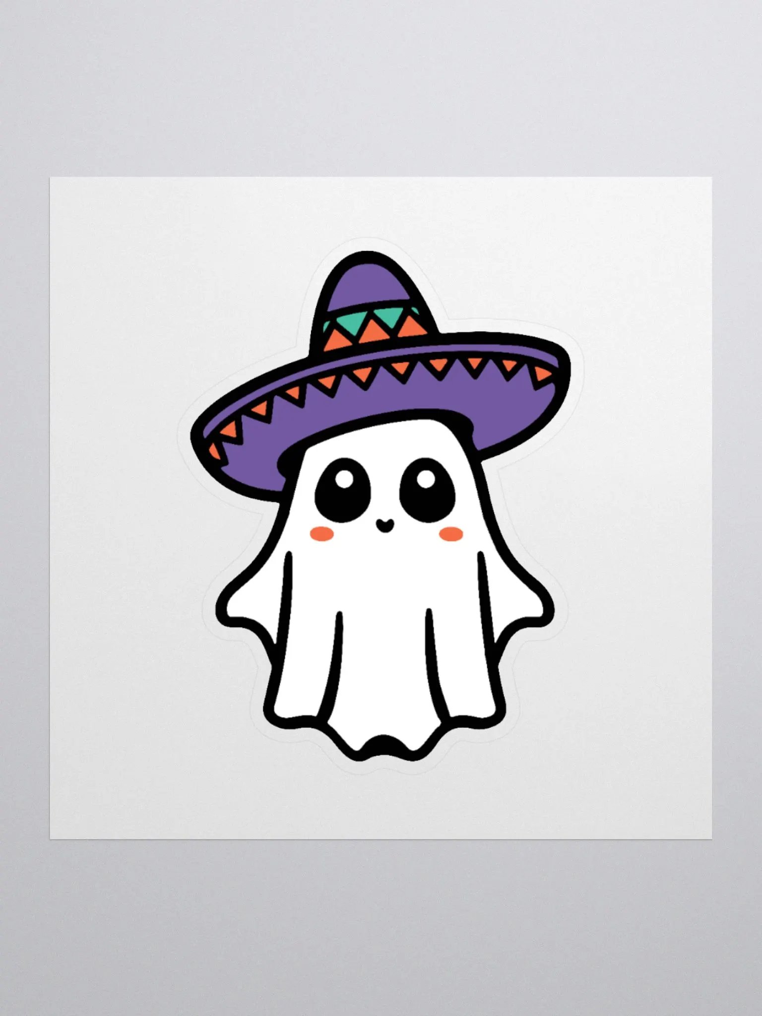 White Sombrero Ghost Sticker product image (1)