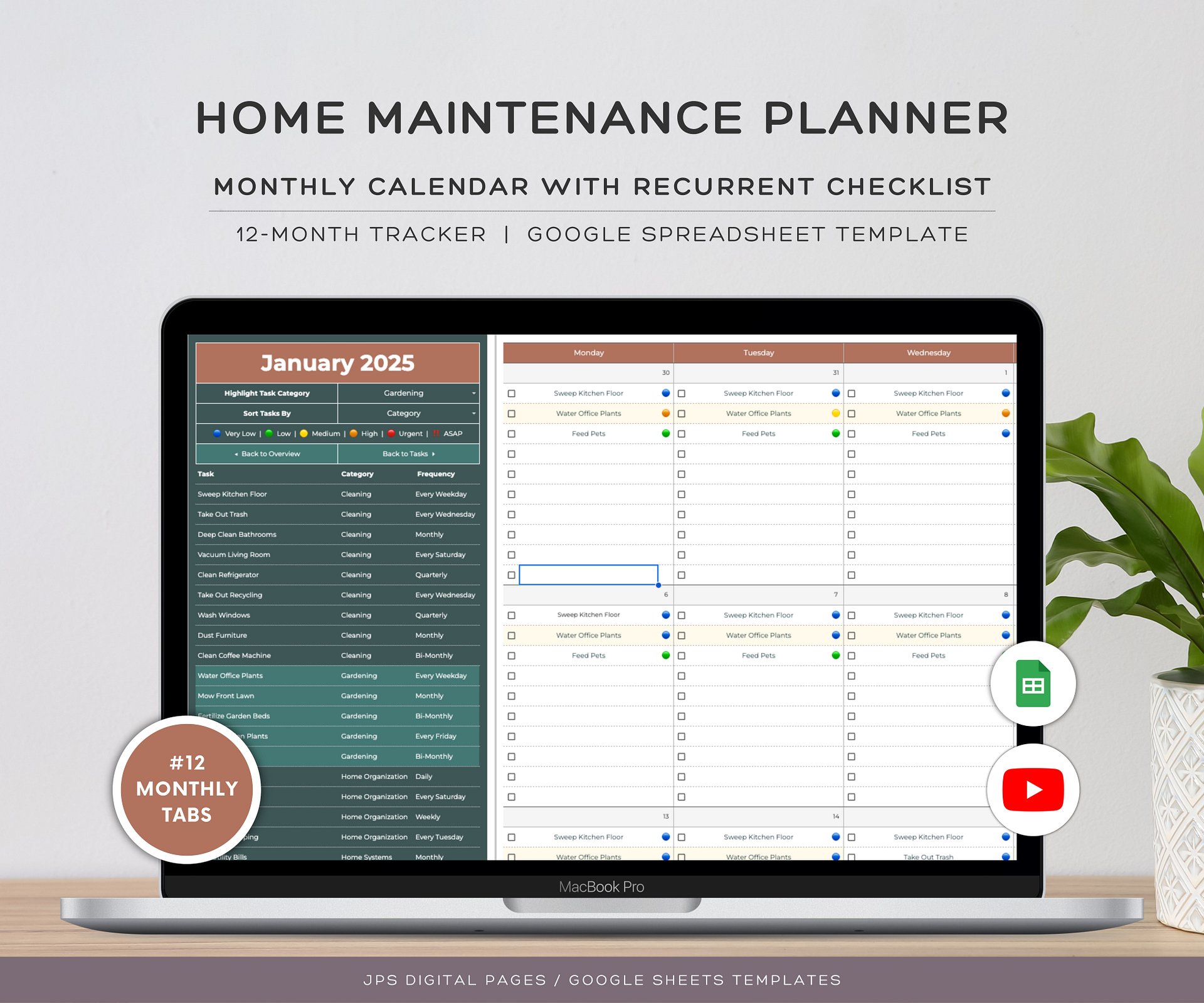 Home Maintenance Calendar, Google Sheets Template product image (1)