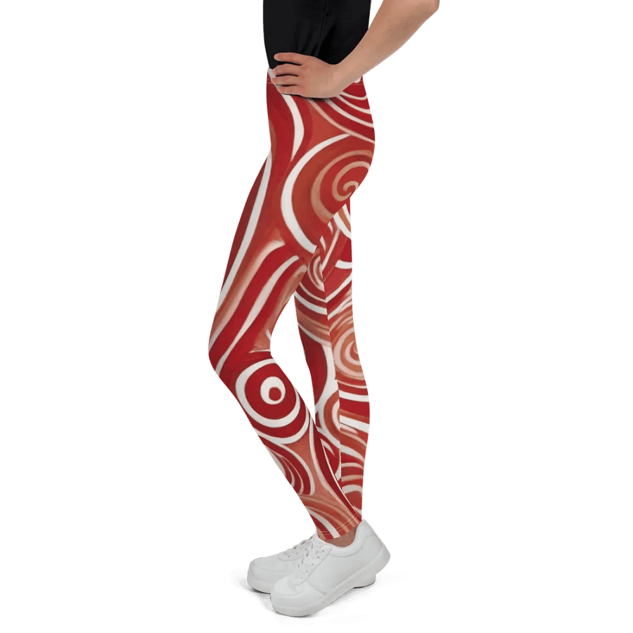Funky Cherry Swirls Liquid Tie-Dye Youth Leggings product image (3)