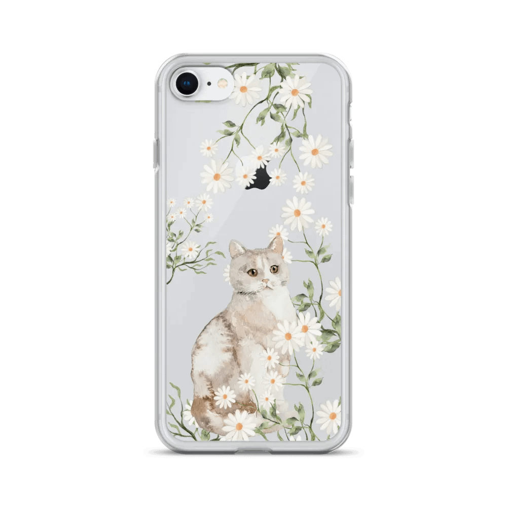 Daisy Garden Cat Floral iPhone Clear Case product image (1)