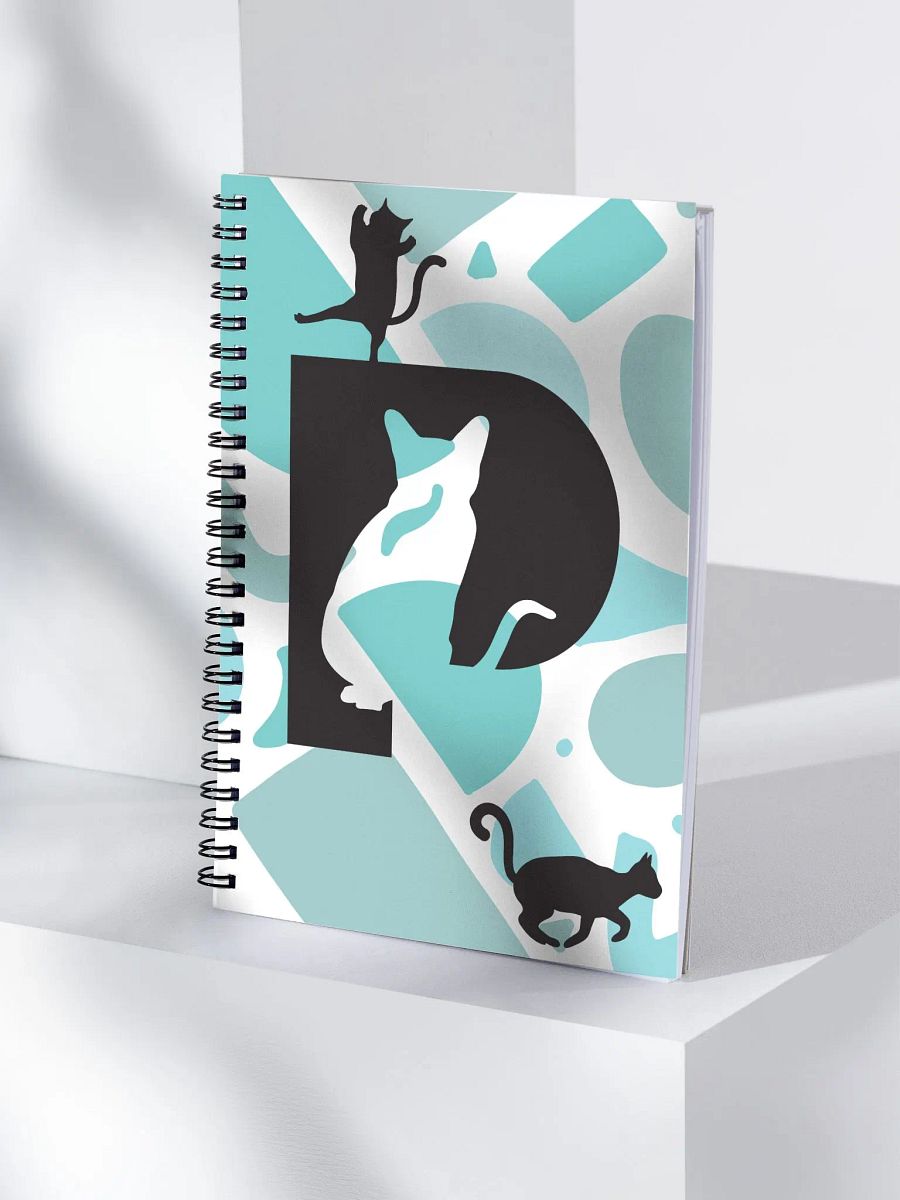 Monogram Letter P Cat Lover Geometric Blues Notebook product image (4)