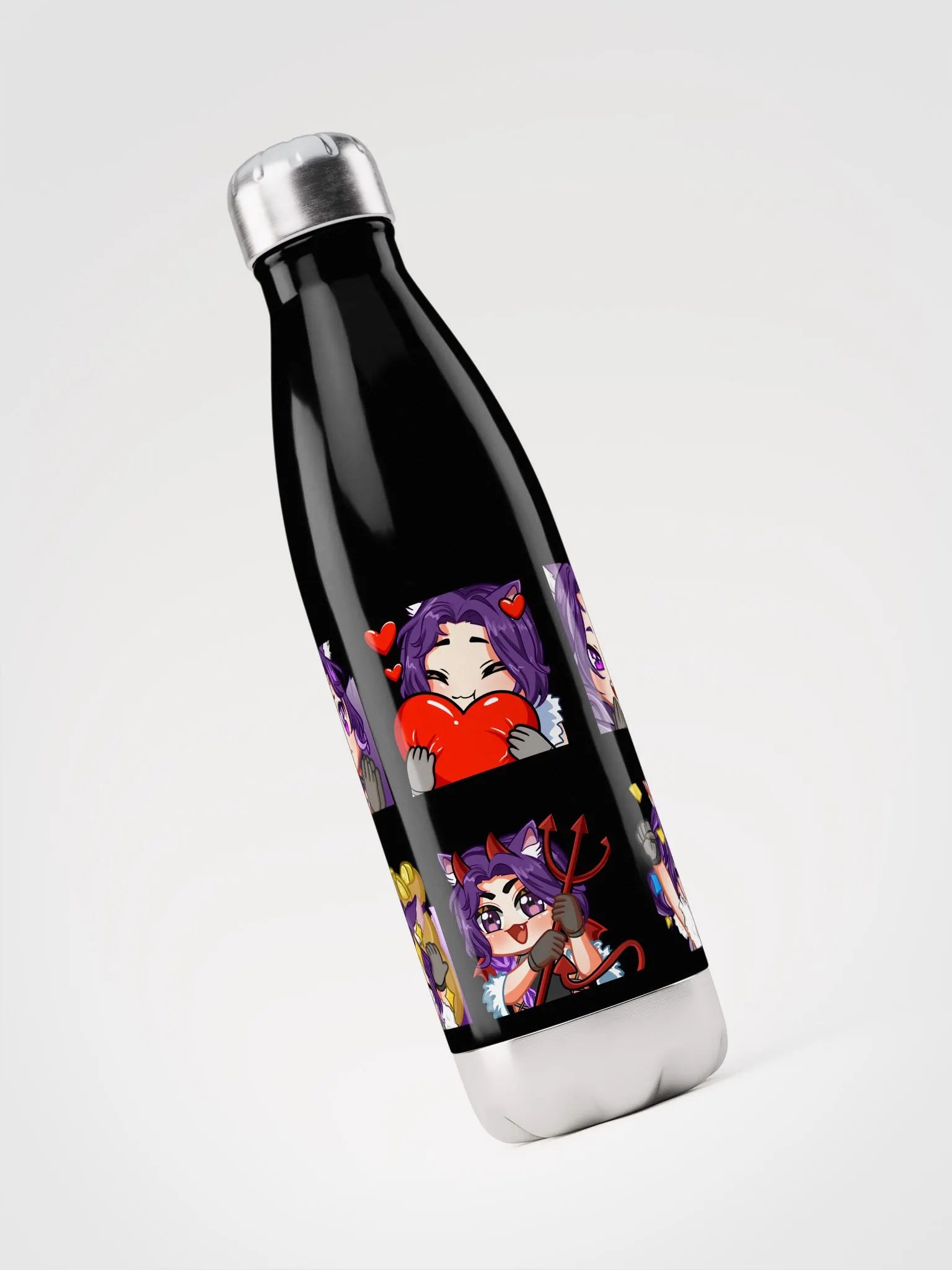 Alpha_Wolf_Luna Emote Stainless Steel Water Bottle product image (3)