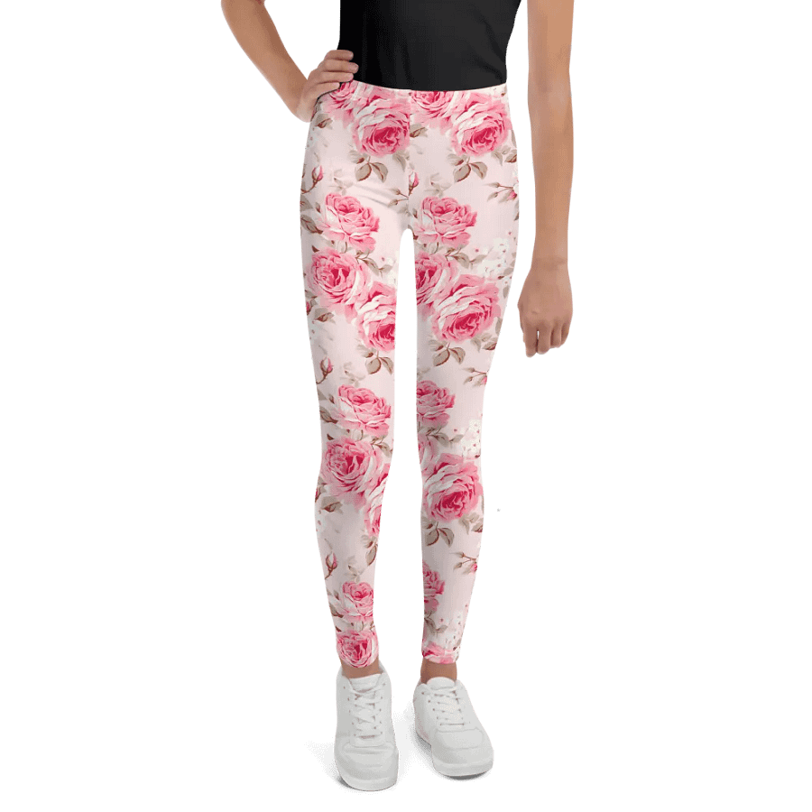 Girl's Large Pink Roses Leggings product image (1)