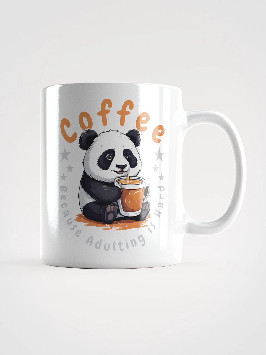 Coffee: Because Adulting is Hard – Funny White Glossy Mug | Double-Sided Cute Panda Design | Perfect for Coffee Lovers product image (1)