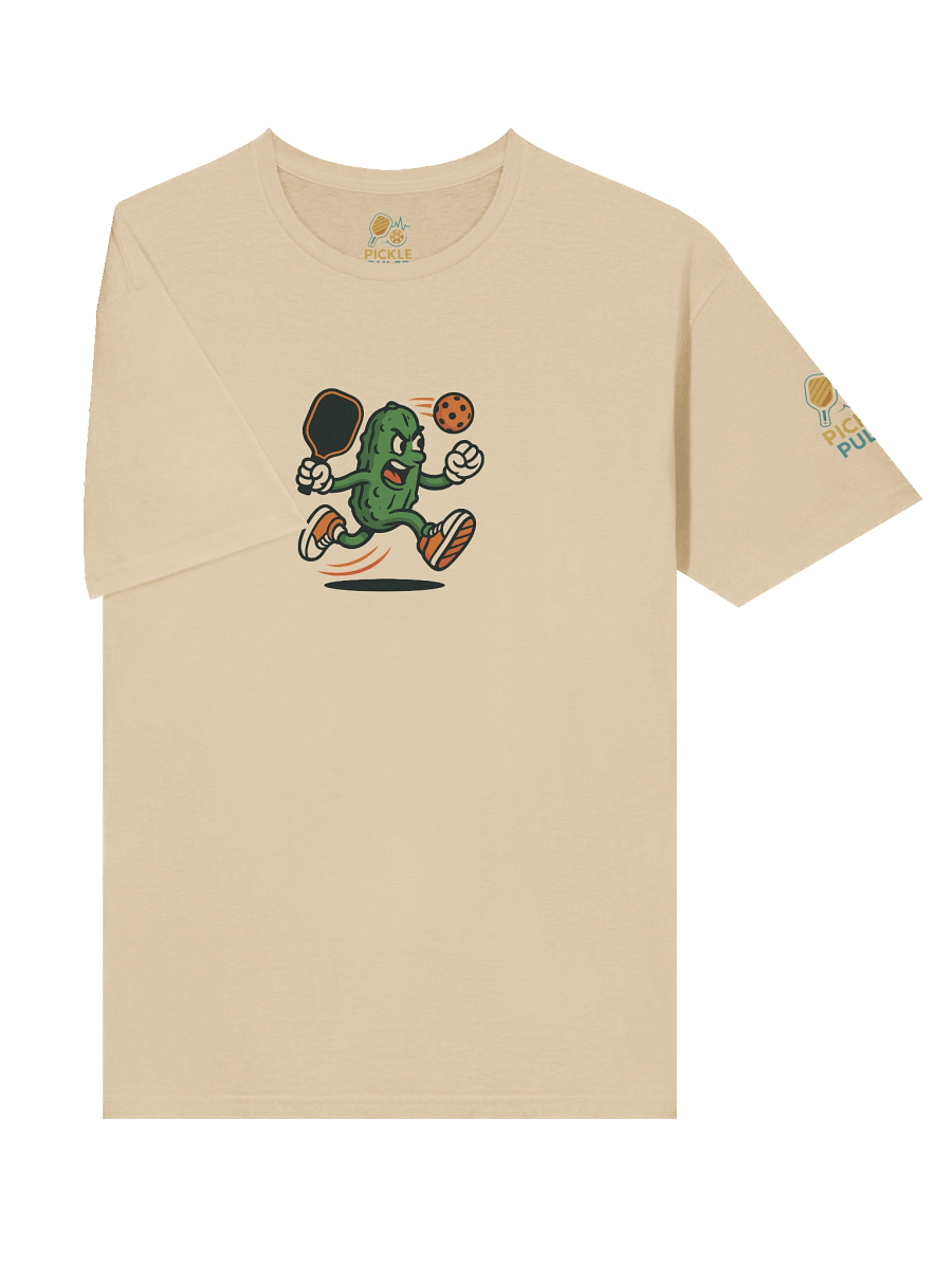 Pickleball Power Pickle T-Shirt – Sand Color Funny Unisex Tee with Animated Pickleball Smash Design product image (5)