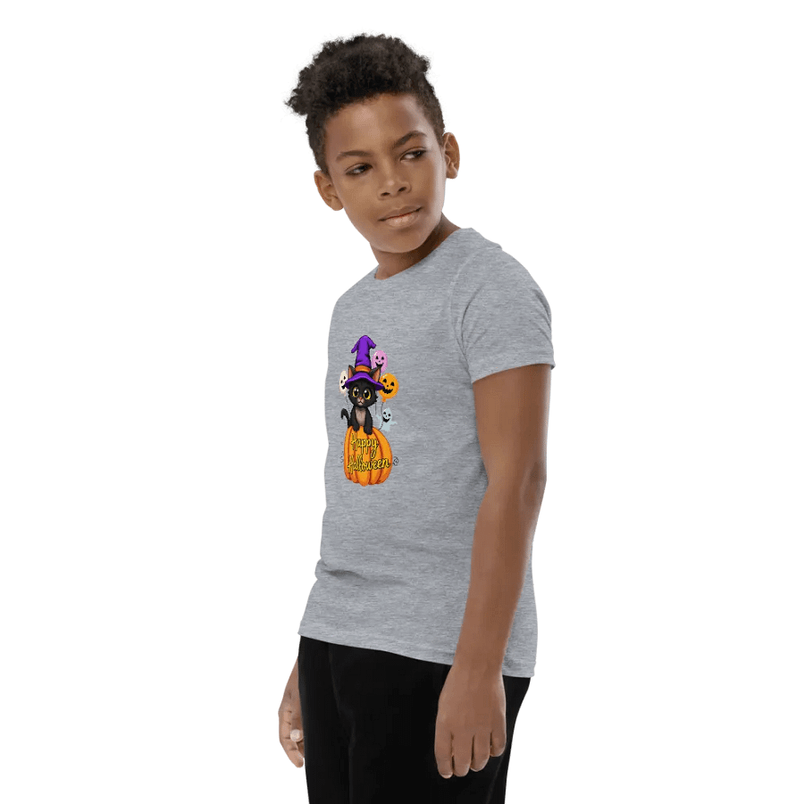 Witchy Sitting Pumpkin Cat Youth T-shirt product image (8)