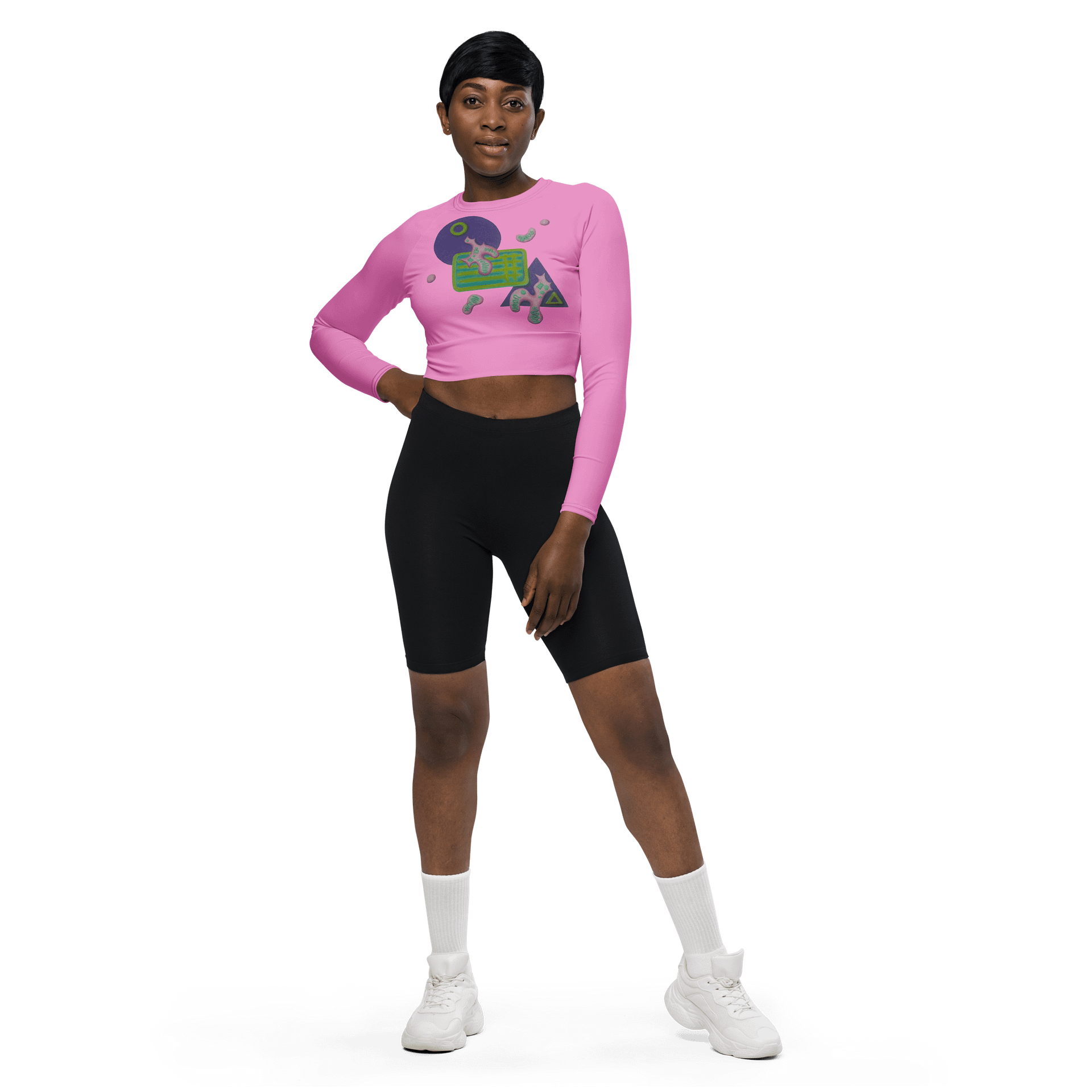 Shape Shenanigans Pink Long Sleeve Crop Top product image (3)