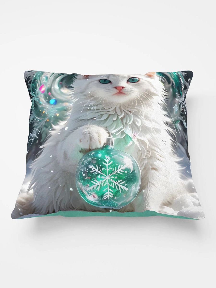 White Kitten with Snowflake Ornament Pillow product image (3)