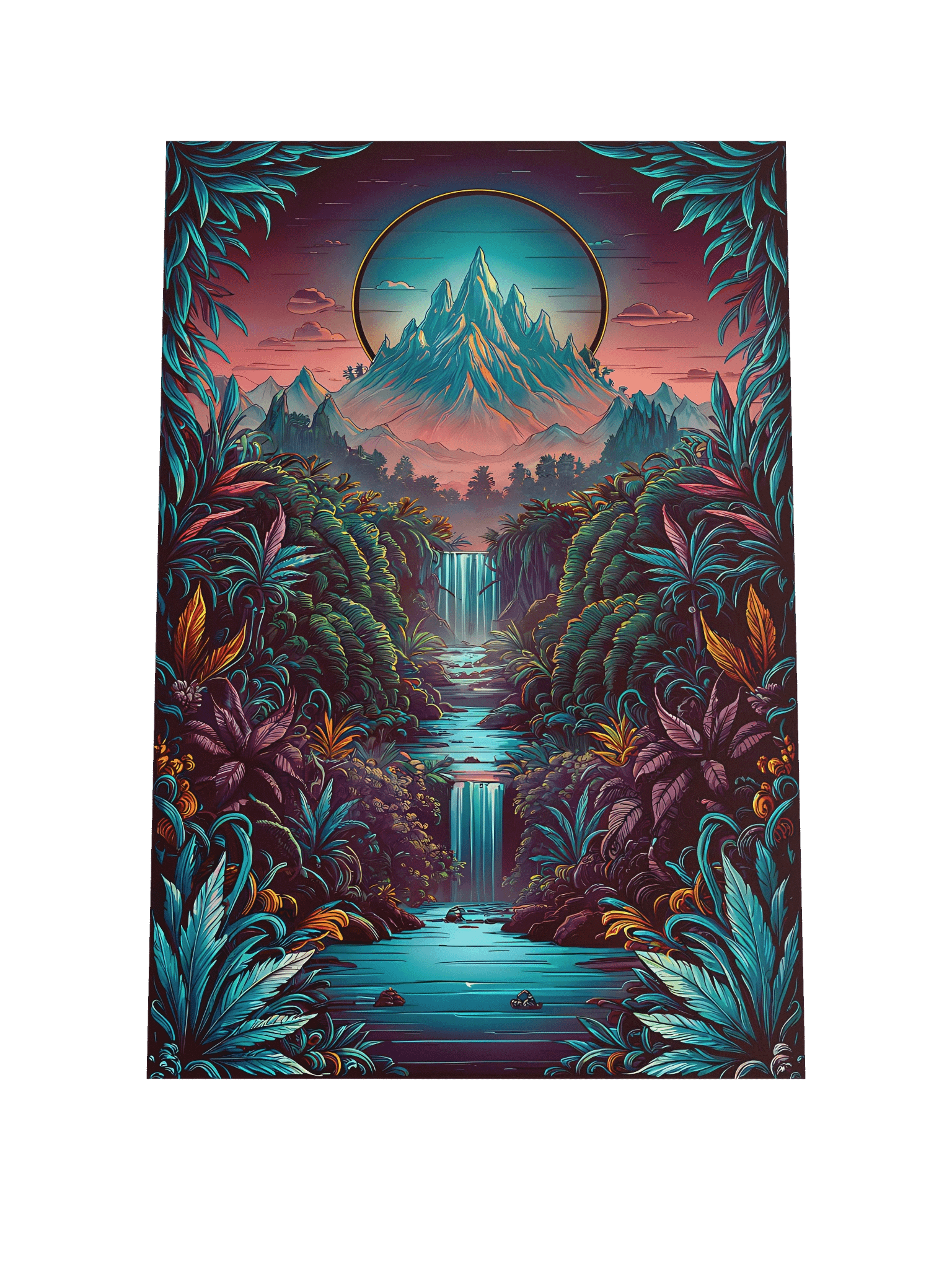 Twilight Mountain Falls - Vibrant Matte Wall Decor Poster product image (3)