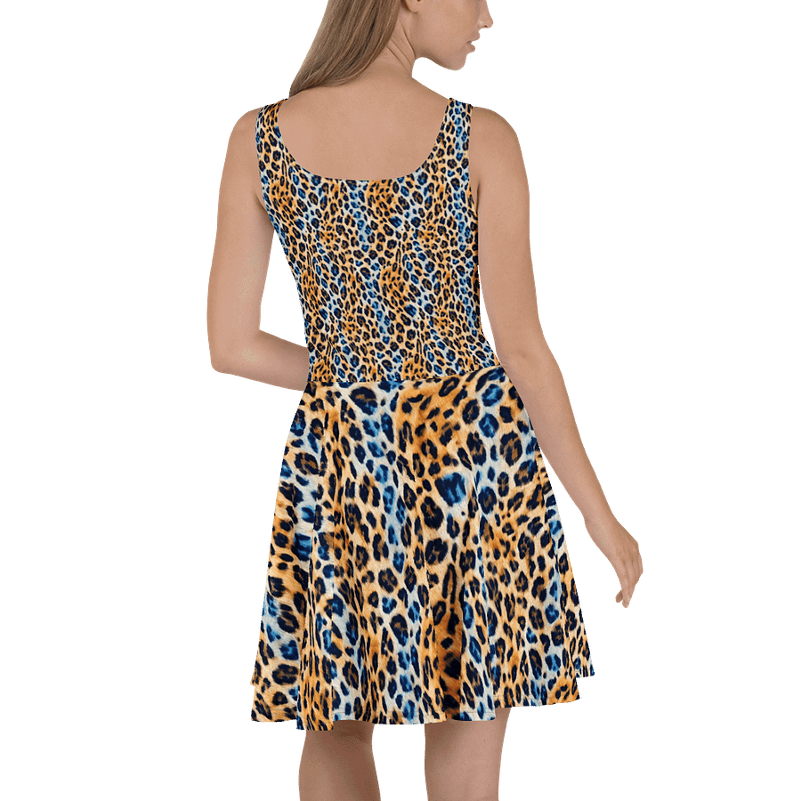Blue Brown Leopard Skater Dress product image (4)