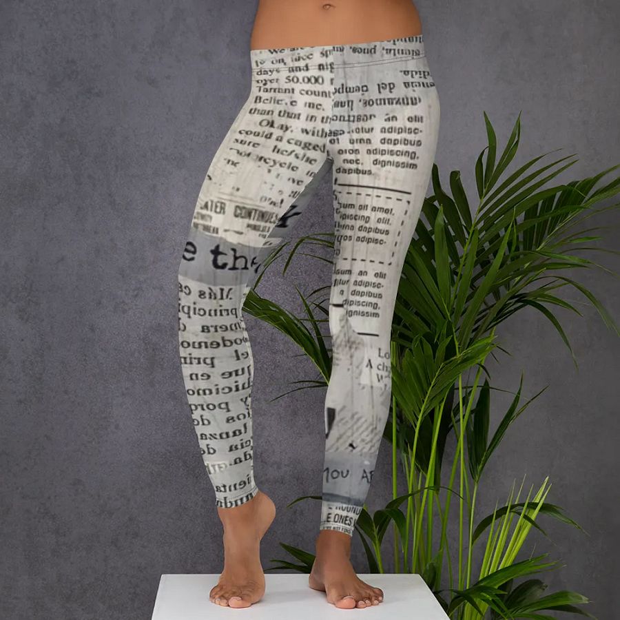 Leggings – Newspaper Style Print for Trendy & Unique Fashion product image (5)