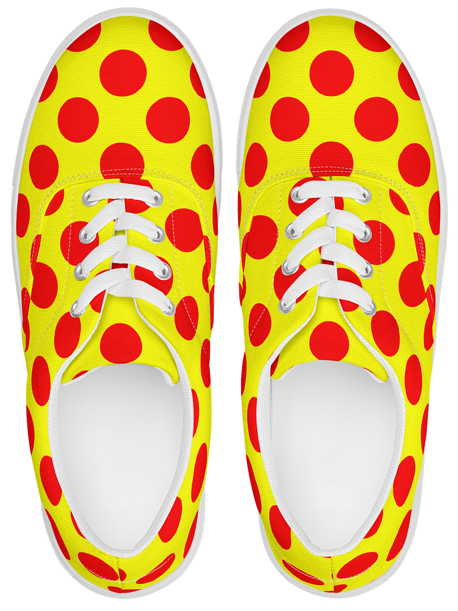 Red Polka Dots on Yellow Men's Lace-Up Canvas Shoes product image (1)