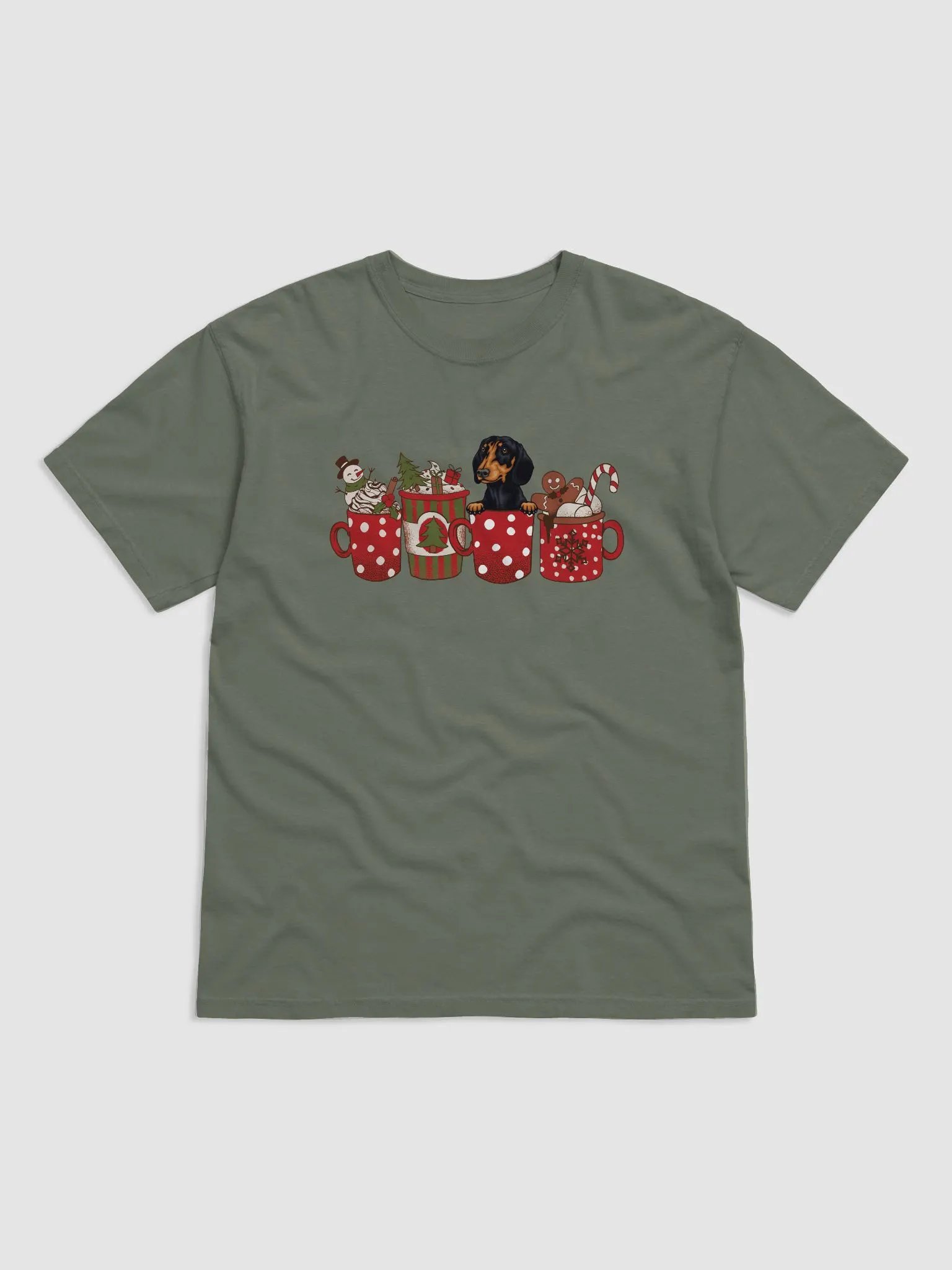 Cute Dachshund(2) in a Christmas Cup T-Shirt | Funny Christmas Doxie/Wiener Pup in a Cup product image (19)