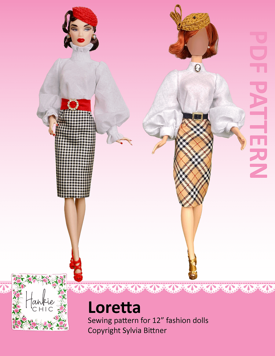 Loretta sewing pattern for 12" fashion dolls product image (1)