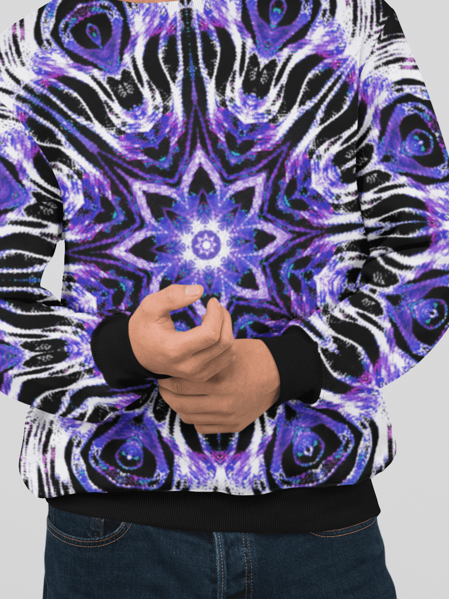 Abstract Symmetrical Purple and White Unisex Sweatshirt product image (4)