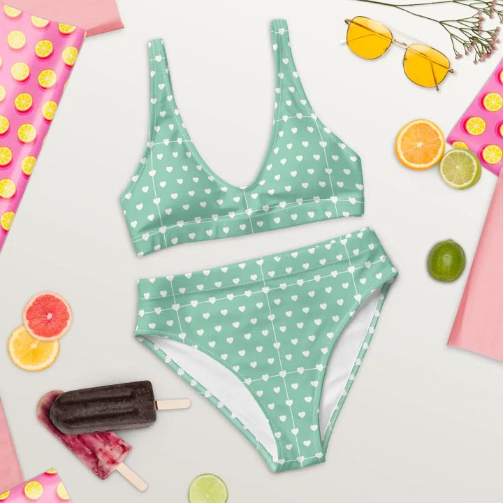 Pastel Heart Seamless Pattern High Waisted Bikini - V1 product image (1)