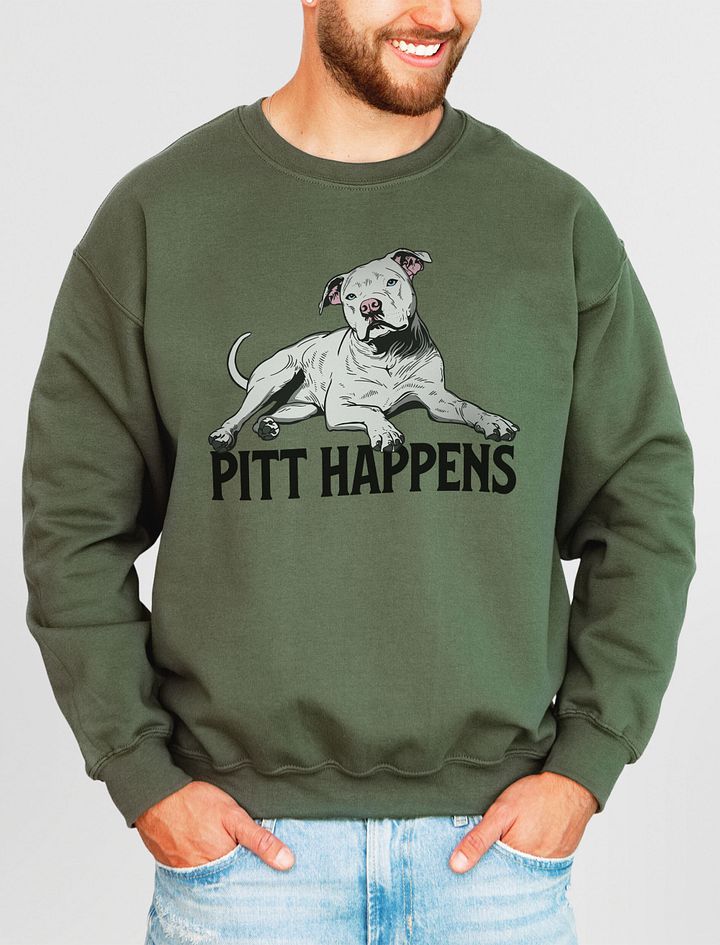 Pitt Happens Sweatshirt of a Pitbull Terrier(White) | Funny Shirt for Pittie and Staffy Paw-rents product image (13)