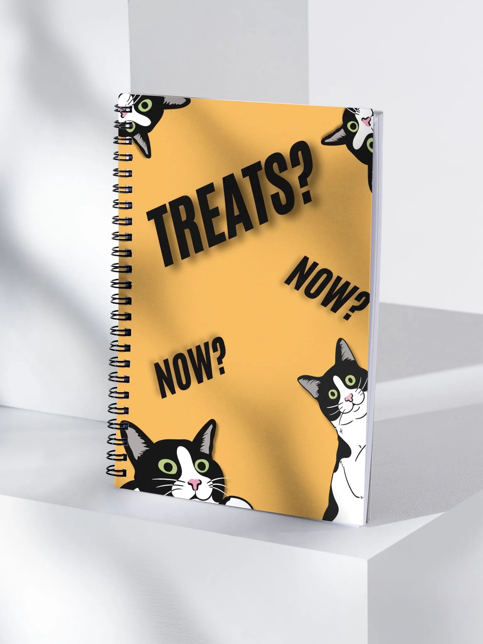 Funny Cat & Kittens "Treats? Now? Now?!" Spiral Notebook Journal product image (4)
