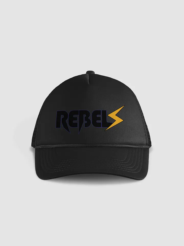 Foam Trucker Hat Black | Black/Orange / Blue Outline product image (1)
