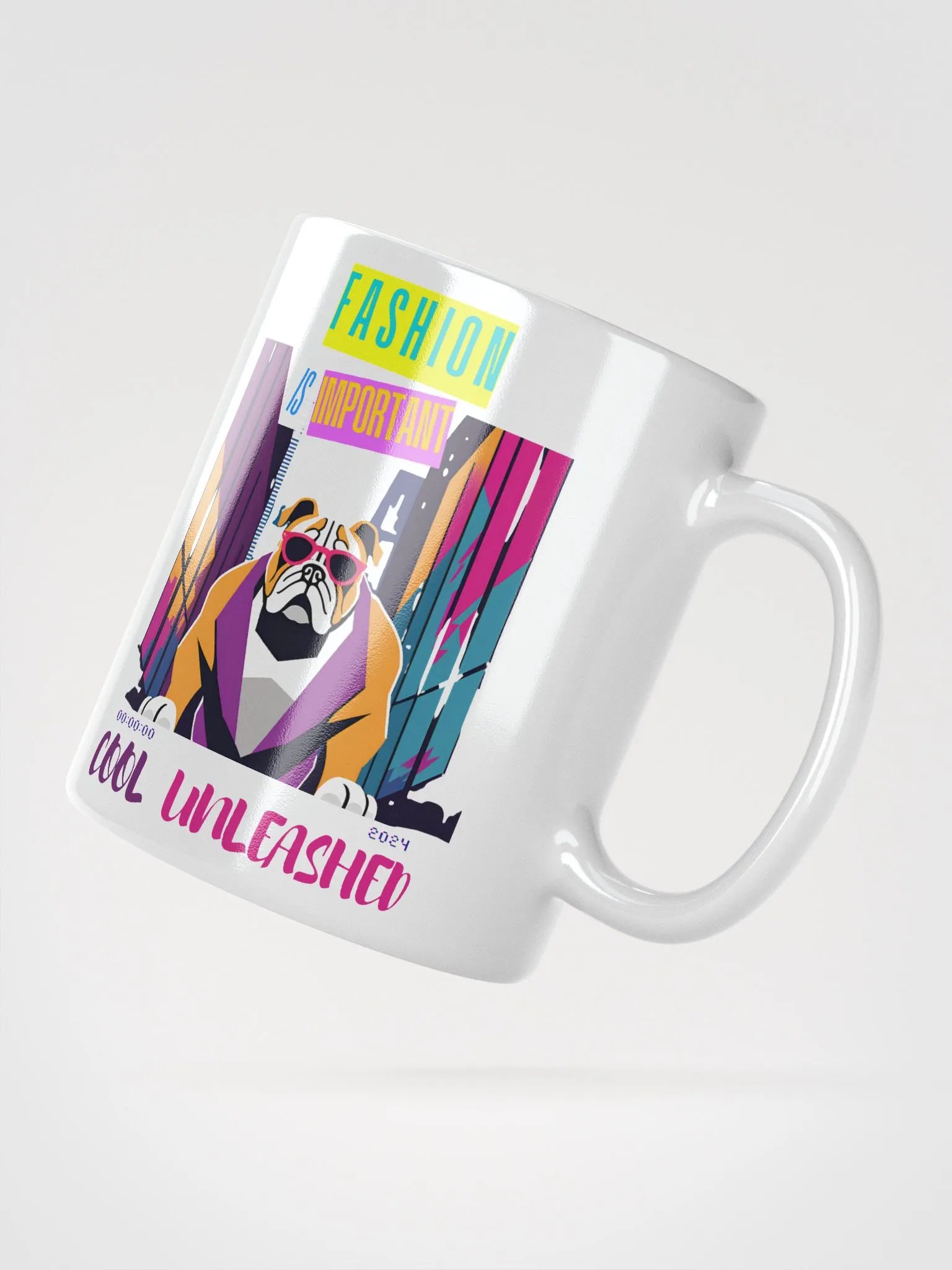 Fashion Bulldog White Glossy Mug product image (4)