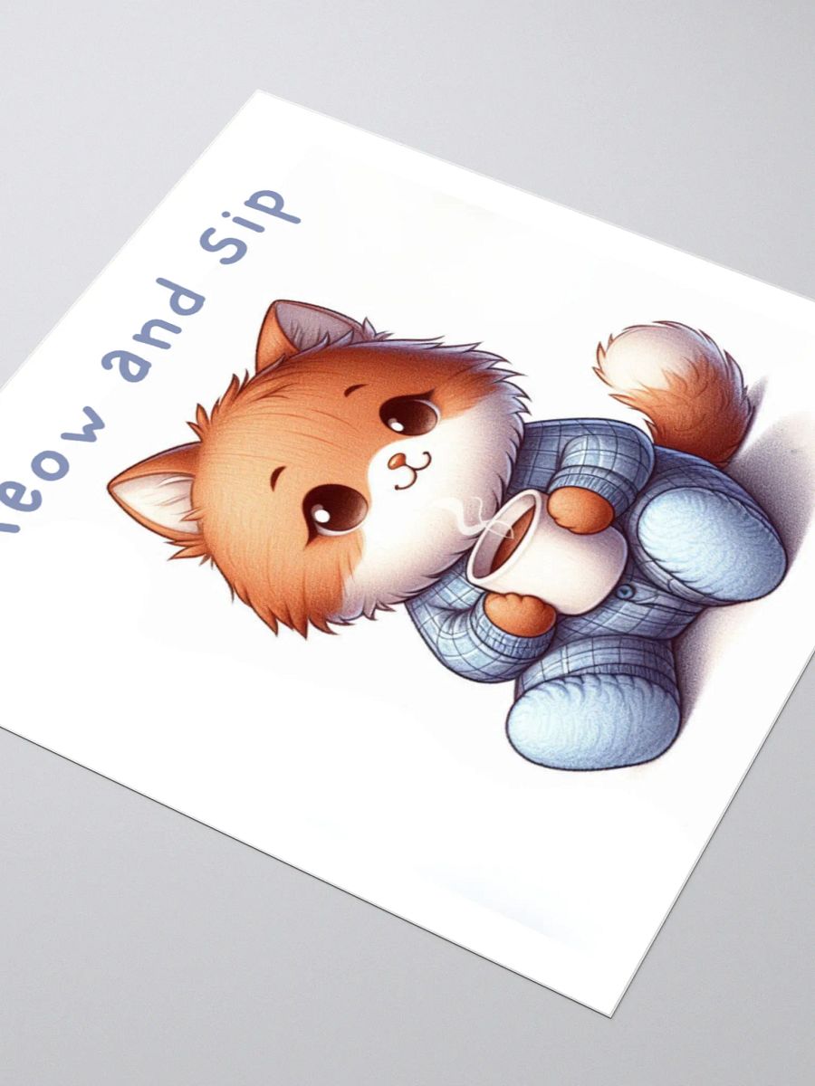 Adorable 'Meow and Sip' Cat Sticker product image (8)
