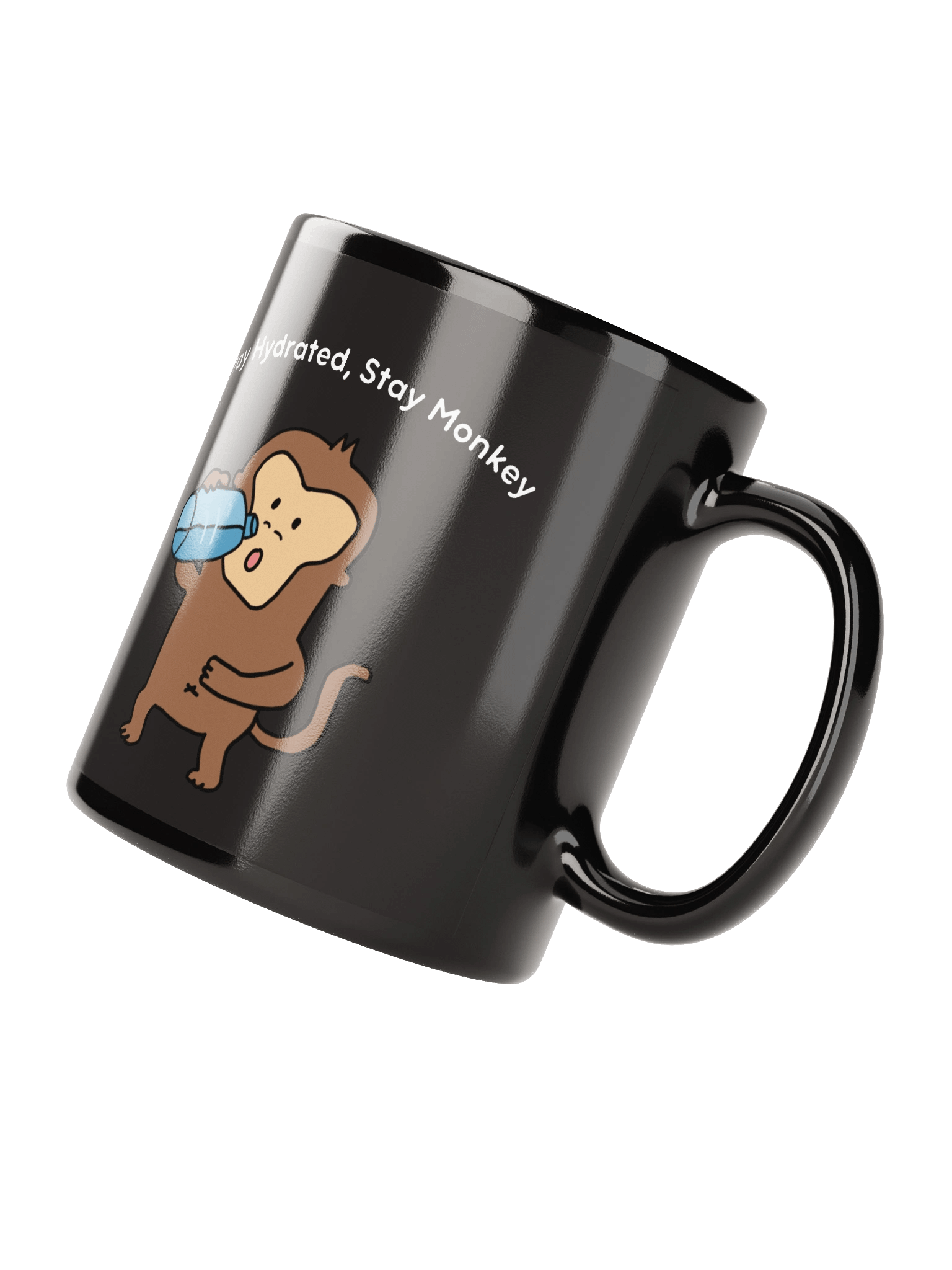 "Stay Hydrated, Stay Monkey" Ceramic Mug (Black) product image (3)