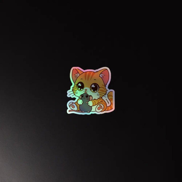 Whimsical Kitten and Mouse Holographic Sticker Sheet product image (4)
