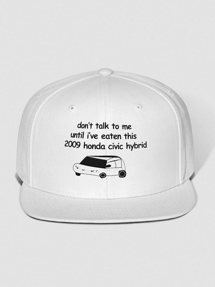 Don't Talk to Me Until I've Eaten This 2009 Honda Civic Hybrid White Snapback product image (1)