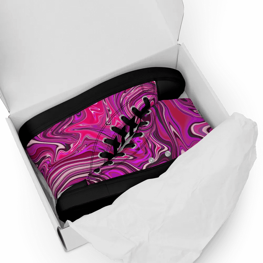 Women's High Top Canvas Shoes - Pink and Purple Digital Fluid Art product image (12)