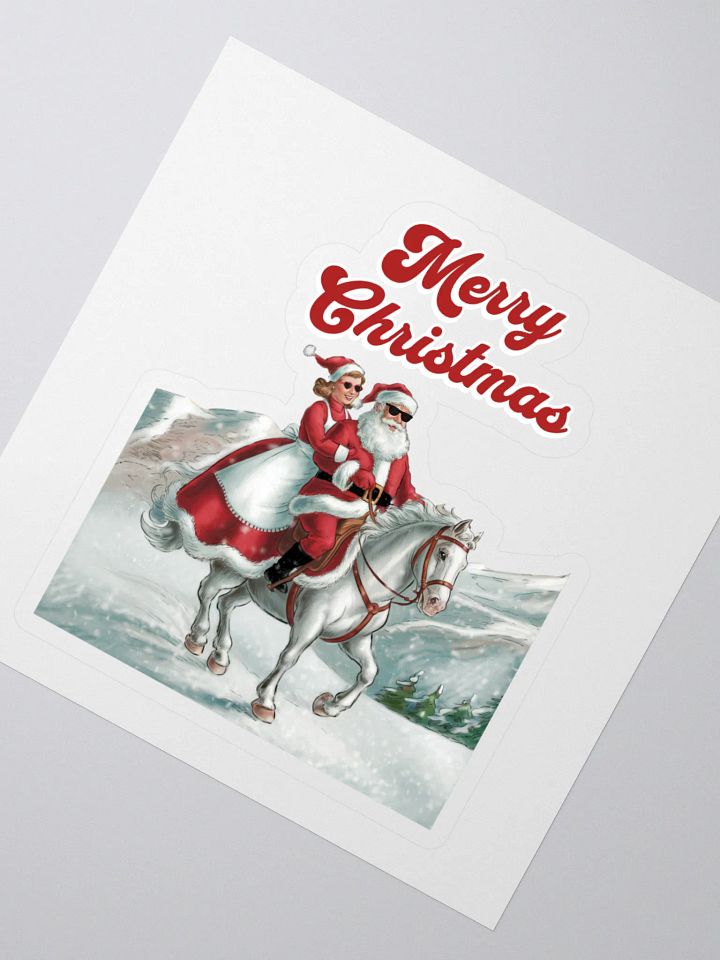 Mr. and Mrs. Santa Claus Horse Riding Sticker product image (2)