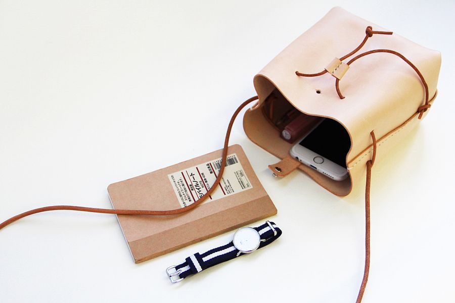 Leather Drawstring Bucket Bag product image (10)