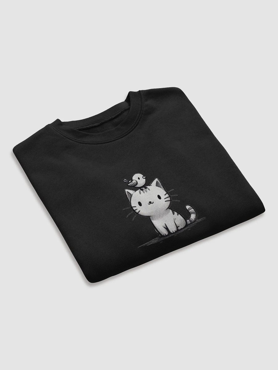 Cute Cat and Bird Fleece Crop Sweatshirt product image (31)