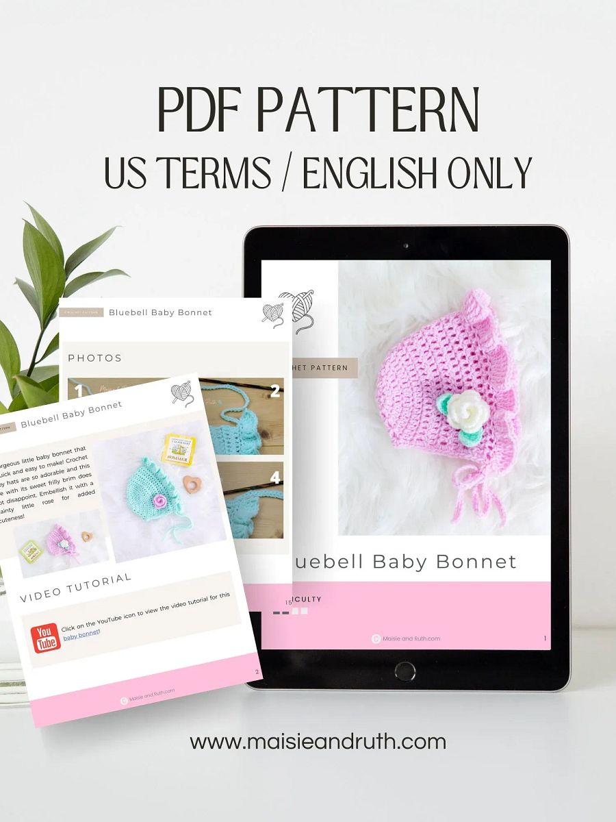 Crochet Pattern: Bluebell Baby Bonnet product image (2)