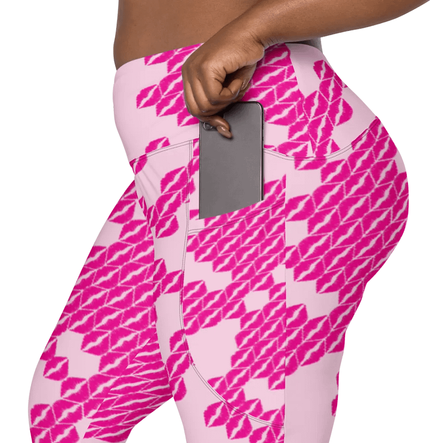 Pink Geometric Branching | Leggings with Pockets product image (8)