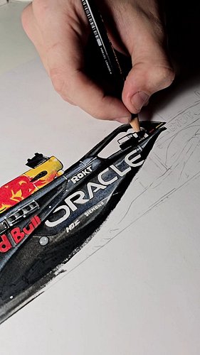 There is a unique flow to drawing the RB21 while watching Max paint his own masterpiece on the Las Vegas tarmac. ⏱️

​#F1Art ...