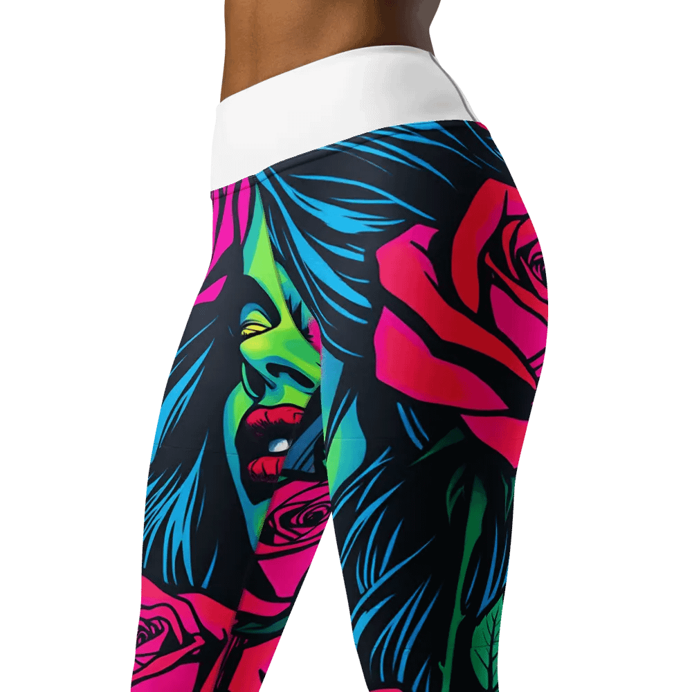 Neon Rose Street Art Yoga Leggings product image (4)