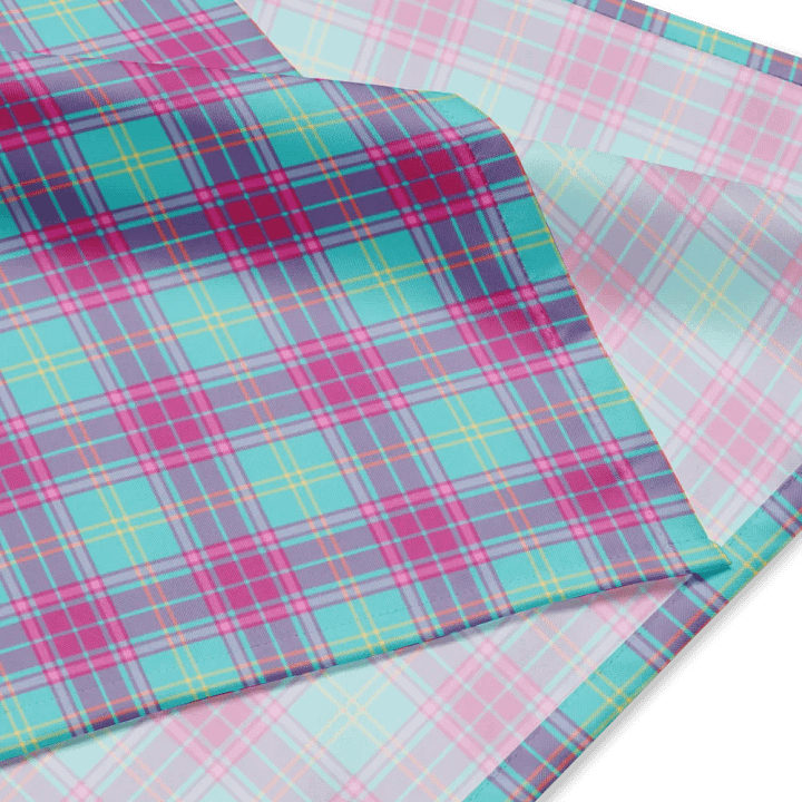 Hot Pink and Aqua Plaid Bandana product image (2)
