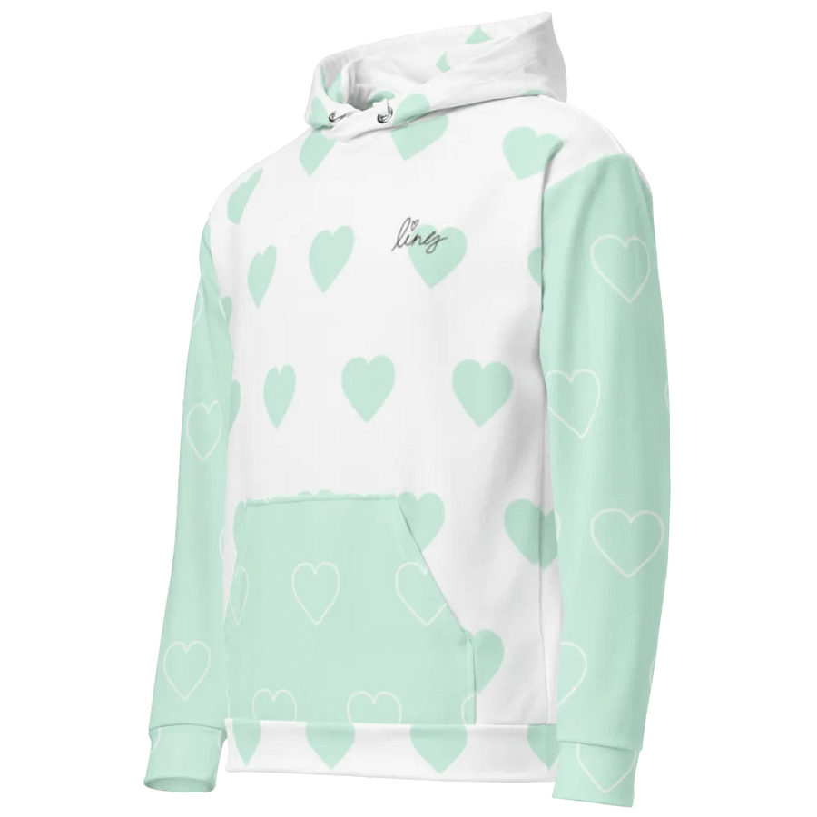 Lingling Kwong Heart Design Unisex Hoodie (White & Blue) product image (2)