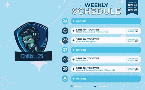 The stream schedule for this week (24th-30th June 2024) has just dropped! This week includes Multiversus, Valorant and the re...