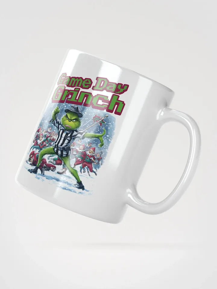 Game Day Grinch Christmas Football White Glossy Mug product image (6)