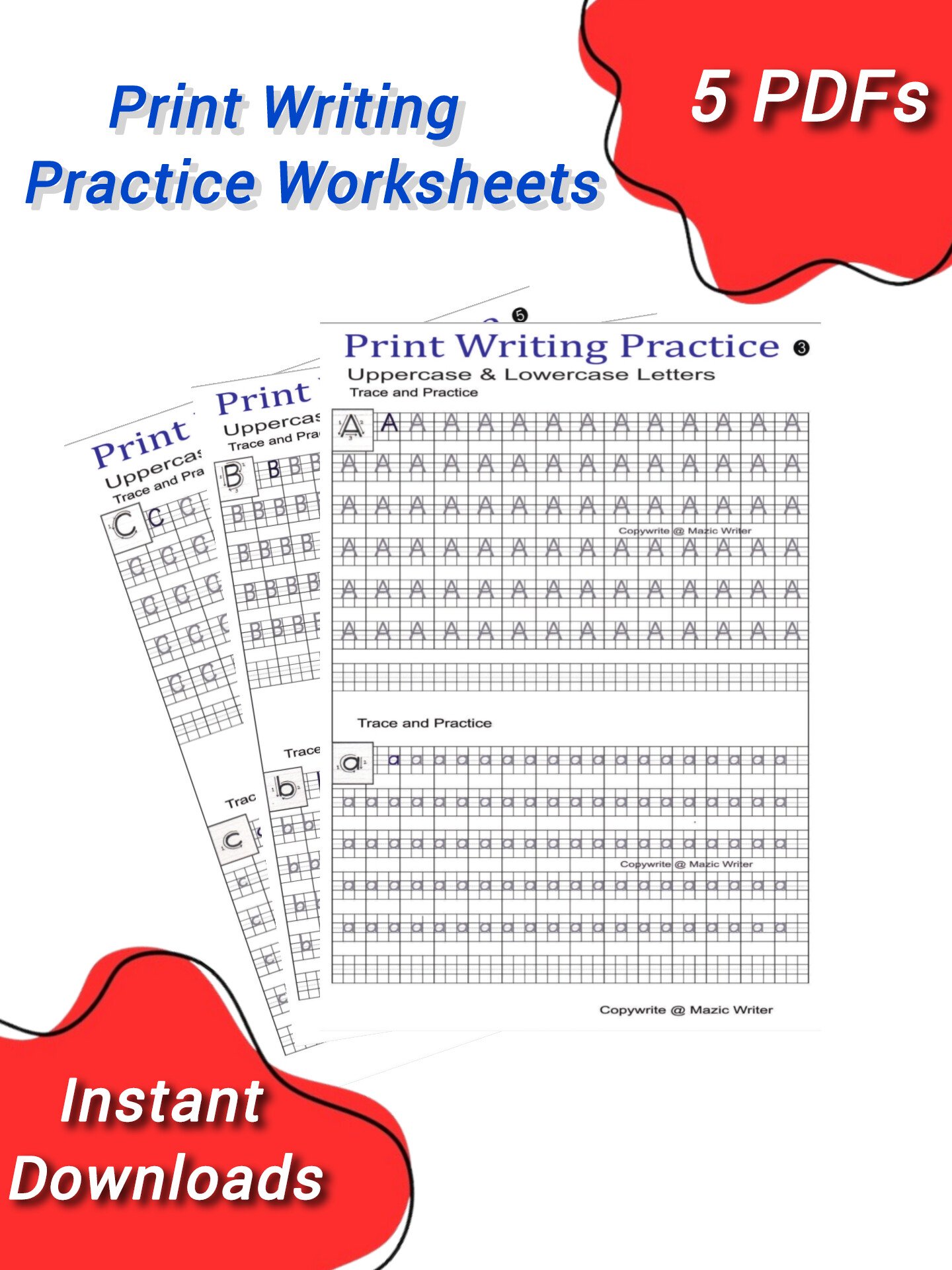 Print handwriting practice worksheets useful to kids and pre school students (PDFS) product image (3)
