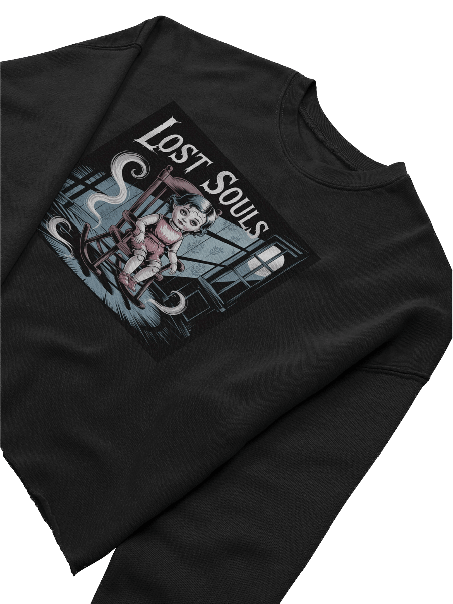 Lost Souls Women's Fleece Crop Sweatshirt - Black Gothic Doll Design by Midnight Veil Designs product image (5)