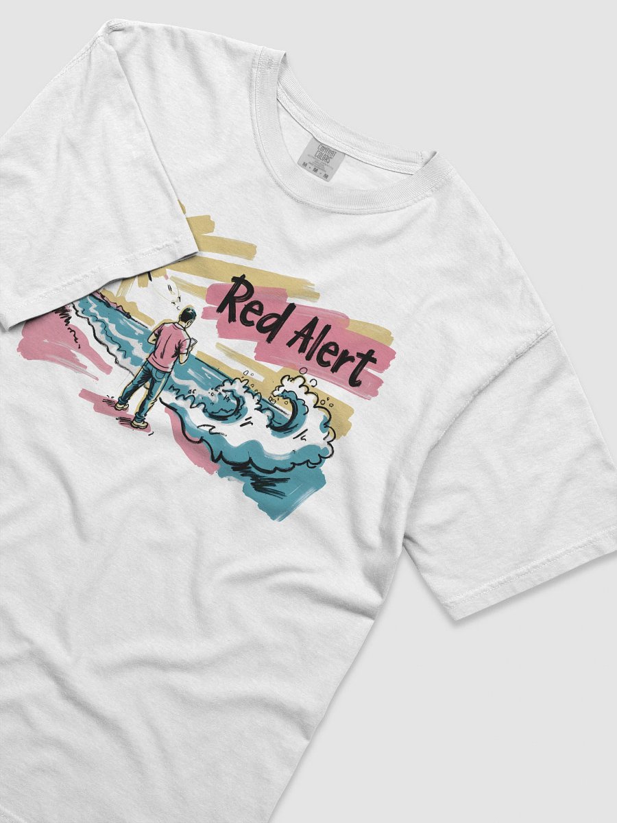 Red Alert Beach Art Print – Sunset Danger Warning Heavyweigh T-Shirt product image (28)