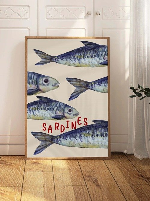 Sardine Wall Art Sardines Tin Fish Poster Colorful Kitchen Print product image (6)