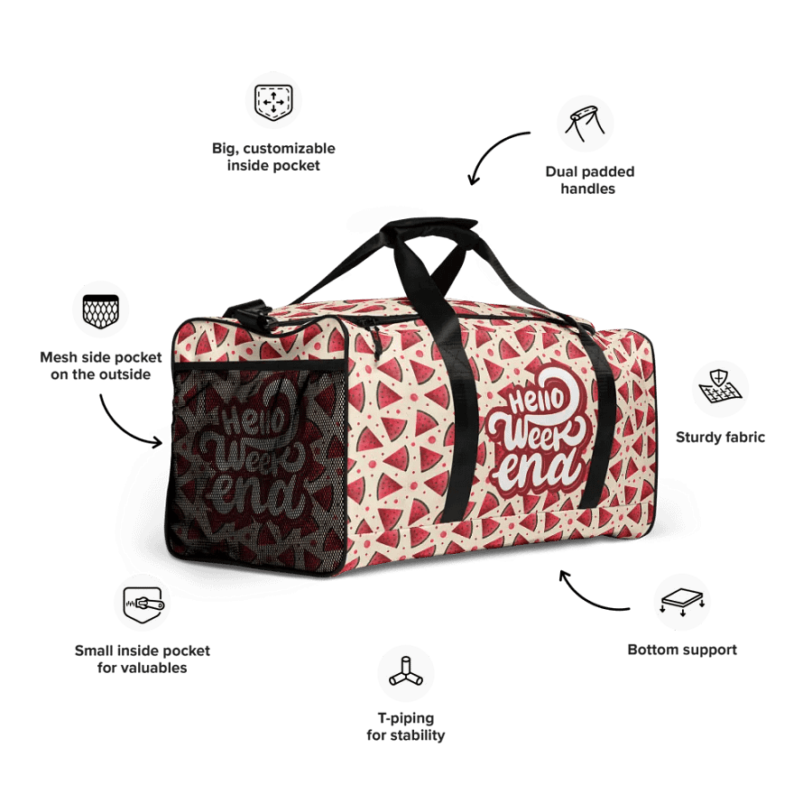 Hello Weekend Watermelon All Over Print Duffel Bag product image (10)