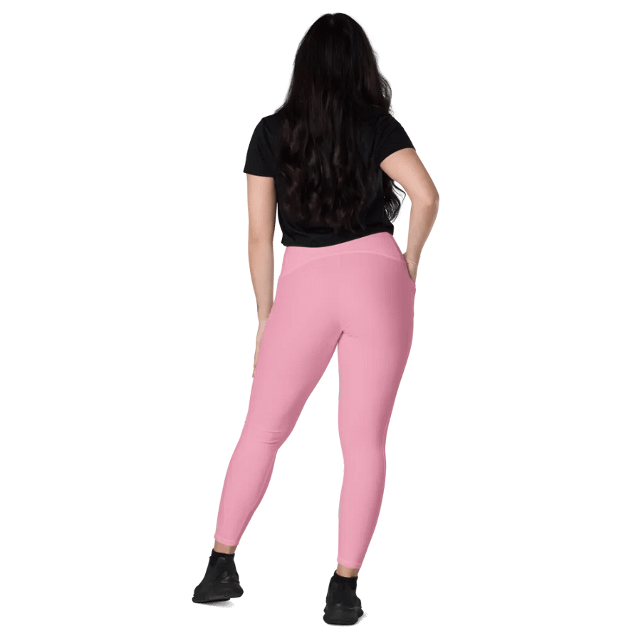 Plain Bubblegum Pink Soft Summer Women's High Waisted Premium Crossover Leggings with Pockets by Treasure Pie product image (8)