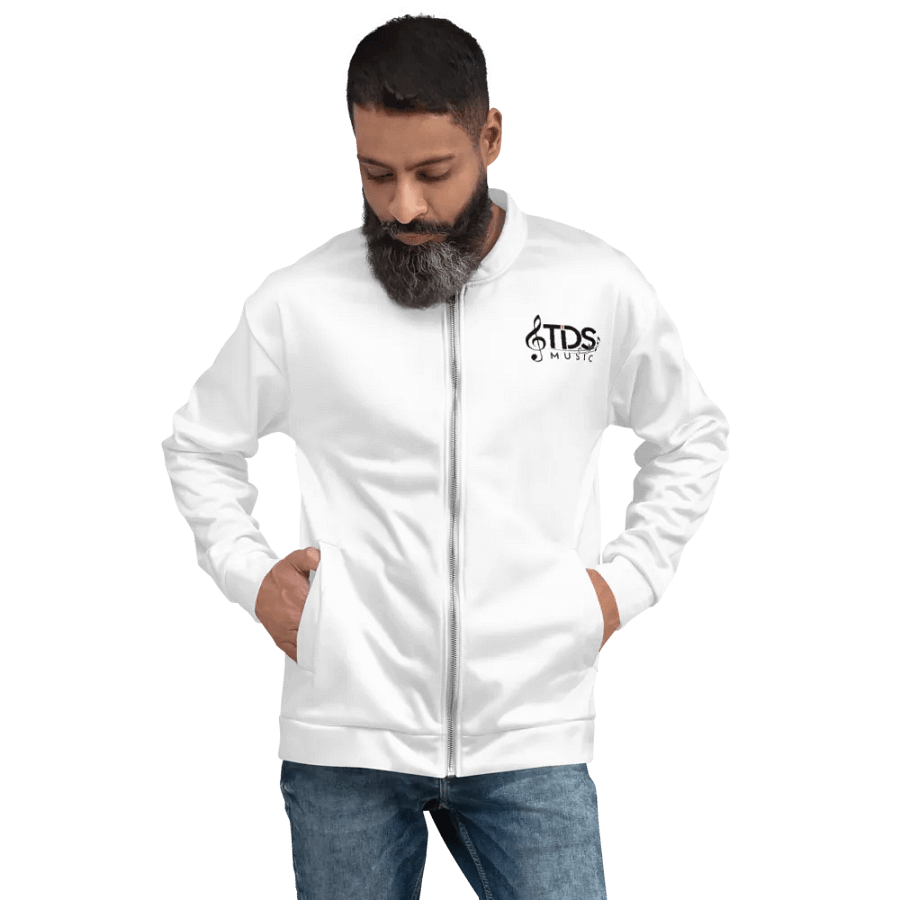 TDS Music Unisex White Bomber Jacket – Exclusive Design for Music Fans product image (7)