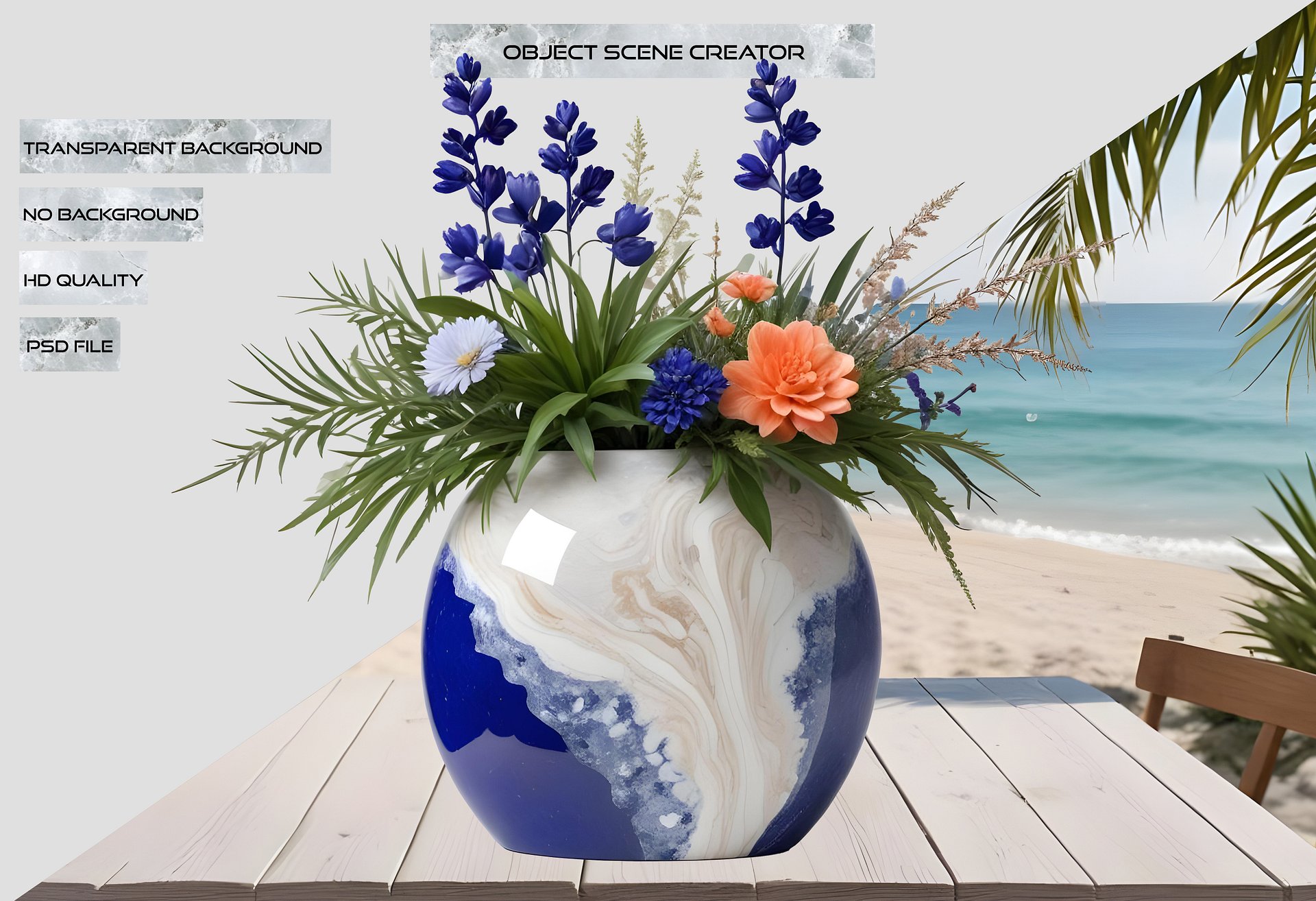 Ocean's Grace – Vase home decor png product image (2)
